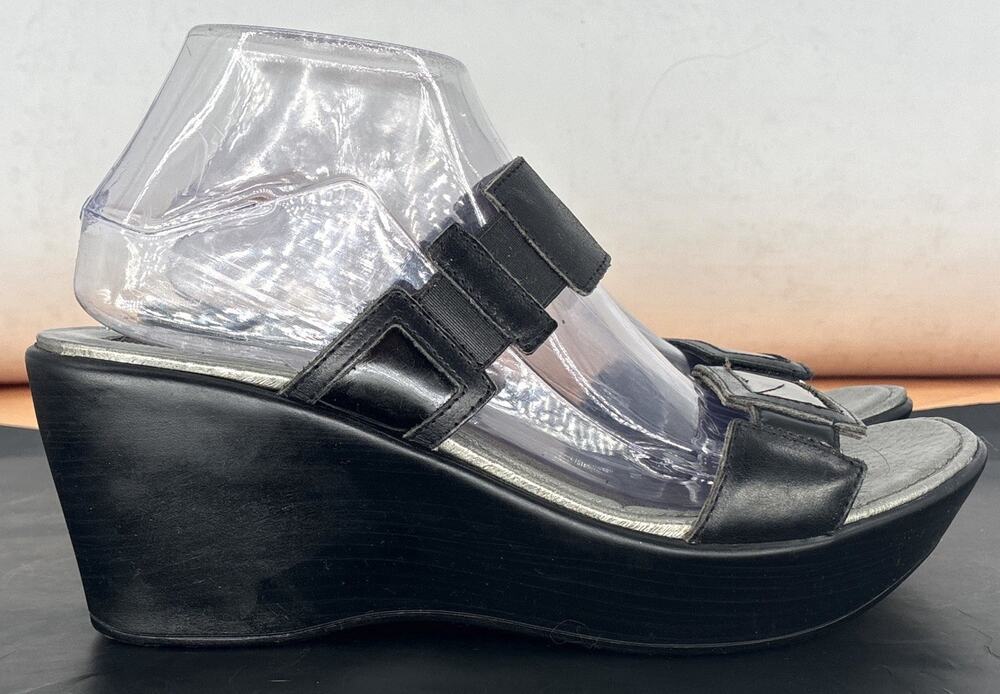 Naot Shoes Women’s 41 US 10.5 Treasure Wedge Sandal Black Leather/Patent Slip On